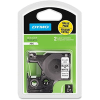 DYMO 1926208 Label Maker, Black and White Tape, 1/2" by 23', 2-Pack - DYMO