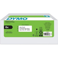 DYMO 2050764 Label Maker, 1" x 2-1/8" White Multi-Purpose Labels, 500 Count, 6-Pack - DYMO