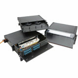 OCC RTC1U-3APBL 3-Adapter Plate Rack Mount Fiber Enclosure, Locking, 1U, Black