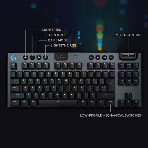 Logitech 920-009512 G915 TKL Tenkeyless LIGHTSPEED Wireless RGB Mechanical Gaming Keyboard - keyboard - black