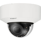 Hanwha XNV-C8083R/KEX Series 6MP AI Outdoor IR Vandal Dome IP Camera, 4.4-9.3mm Motorized Varifocal Lens, White, TAA Compliant