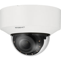 Hanwha XNV-C8083R/KEX Series 6MP AI Outdoor IR Vandal Dome IP Camera, 4.4-9.3mm Motorized Varifocal Lens, White, TAA Compliant