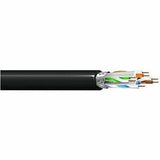 West Penn 254346AFBK1000 CAT6A Plenum Cable, 23/4 Solid BC, Shielded, UTP, CMP, FT6, 1000', Black