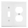 Hubbell PJ18W 2-Gang Wall Plate with 1 Duplex and 1 Toggle, White