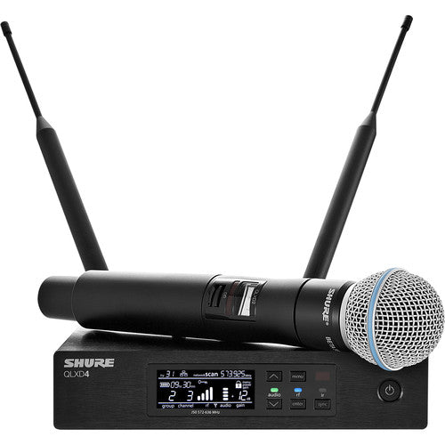 Shure QLXD24/B87A Digital Wireless Handheld Microphone System with Beta 87A Capsule (J50A: 572 to 608 + 614 to 616 MHz)