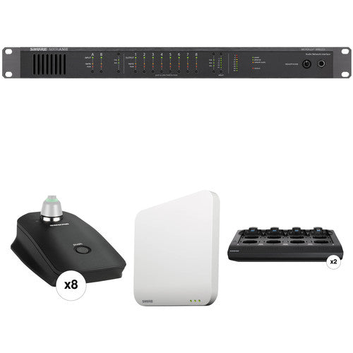 Shure 8-Channel MXW Microflex Wireless Gooseneck Base Conference Audio System Kit
