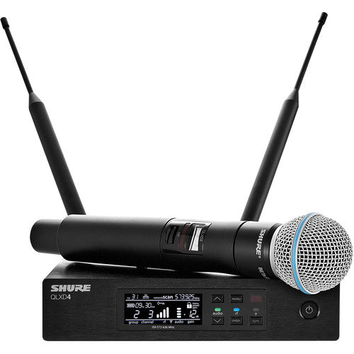 Shure QLXD24/B58 Digital Wireless Handheld Microphone System with Beta 58A Capsule (J50A: 572 to 608 + 614 to 616 MHz)