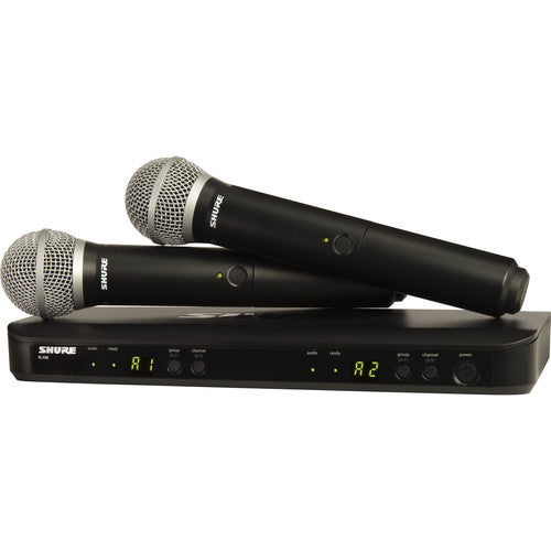 Shure BLX288/PG58 Dual-Channel Wireless Handheld Microphone System with PG58 Capsules (J11: 596 to 616 MHz)