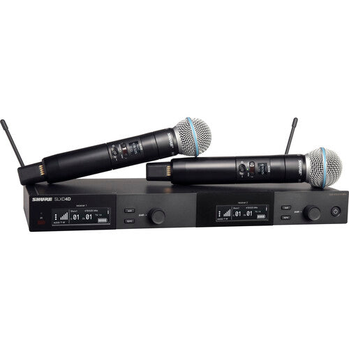 Shure SLXD24D/B58 Dual-Channel Digital Wireless Handheld Microphone System with Beta 58 Capsules (J52: 558 to 602 + 614 to 616 MHz)