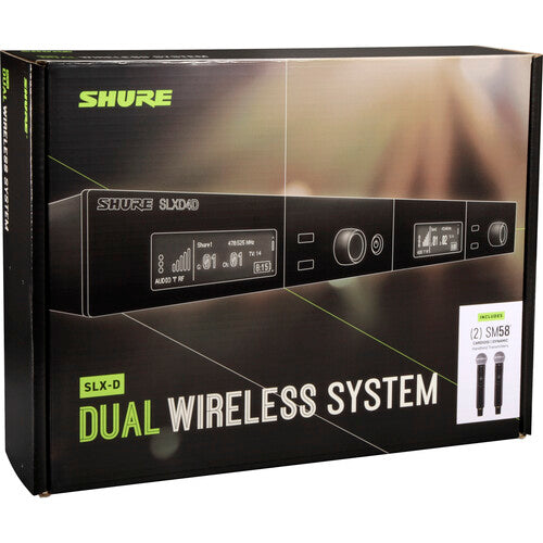 Shure SLXD24D/SM58 Dual-Channel Digital Wireless Handheld Microphone System with SM58 Capsules (H55: 514 to 558 MHz)