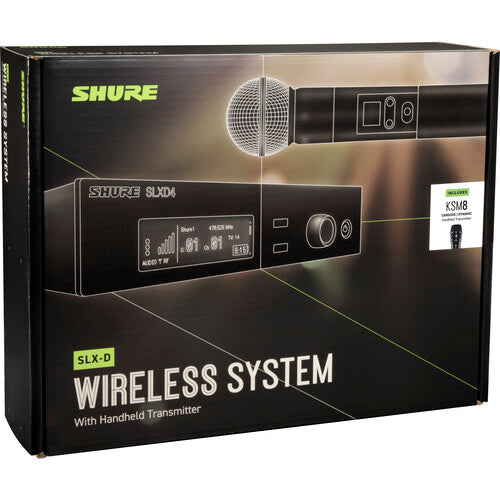 Shure SLXD24/K8B Digital Wireless Handheld Microphone System with KSM8 Capsule (H55: 514 to 558 MHz, Black)