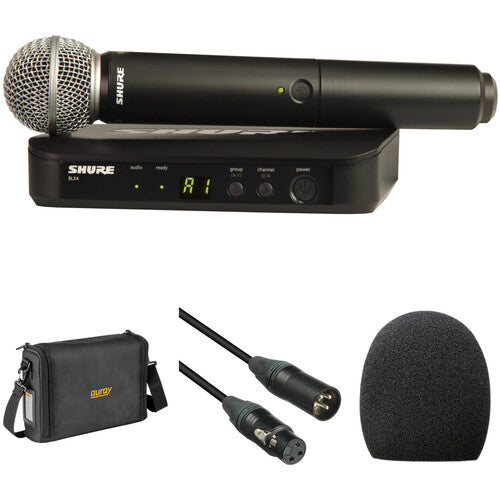 Shure BLX24/SM58 Wireless Handheld Microphone System with SM58 Capsule and Bag Kit (H9: 512 to 542 MHz)
