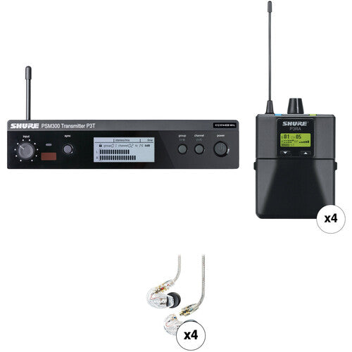 Shure Quad-Pack Pro 4-Person Wireless In-Ear Monitoring System (J13: 566 to 590 MHz)