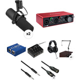 Shure SM-7B Podcasting Microphone Kit with Focusrite Scarlett 2i2 Audio interface & Multiple Accessories