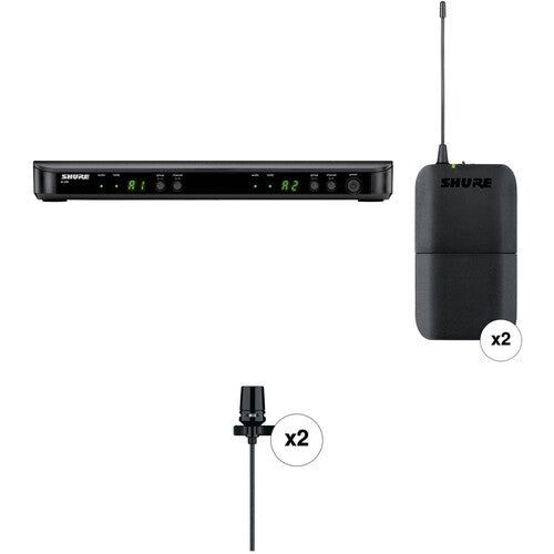 Shure BLX Dual-Channel Wireless Cardioid Lavalier Microphone System Kit (J11: 596 to 616 MHz)