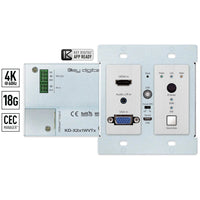 Key Digital KD-X2X1WVTx 4K 18G 2x1 HDBaseT PoH Wallplate Switcher with VGA