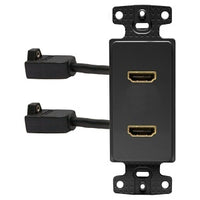 Hubbell NS802BK Decorator Plate Frame with 2 HDMI Female to Female, Black