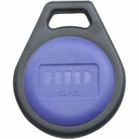 HID 2050PNNSN iCLASS Key II 205x 2K/2 Contactless Smart Key Fob, Programmed, Non-Matching Numbers, Black with Blue Inser