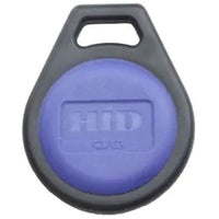HID 2053PNNMN iCLASS Key II 205x 32K Contactless Smart Key Fob, Programmed, Matching Numbers, Black with Blue Insert