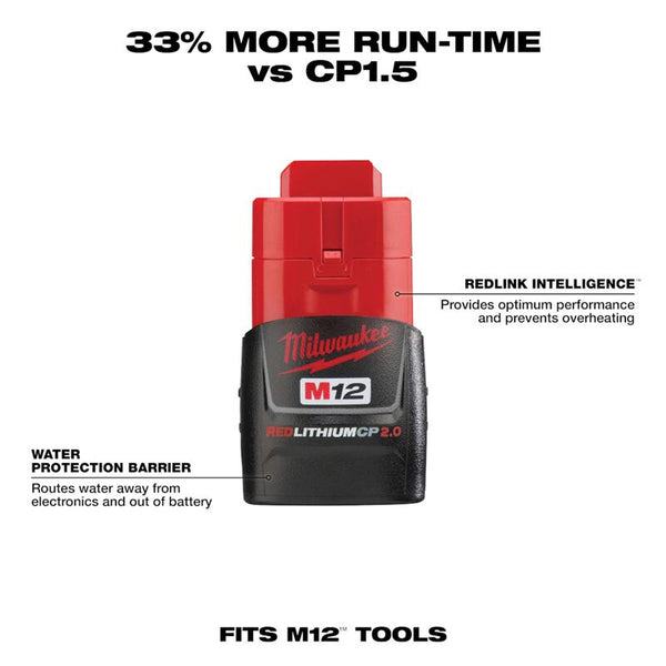 MILWAUKEE 48-59-2420 M12™ REDLITHIUM™ 2.0Ah Battery and Charger Starter Kit
