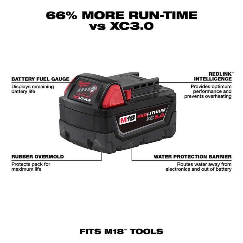 MILWAUKEE  48-59-1850 M18™ REDLITHIUM™ XC 5.0Ah Battery and Charger Starter Kit