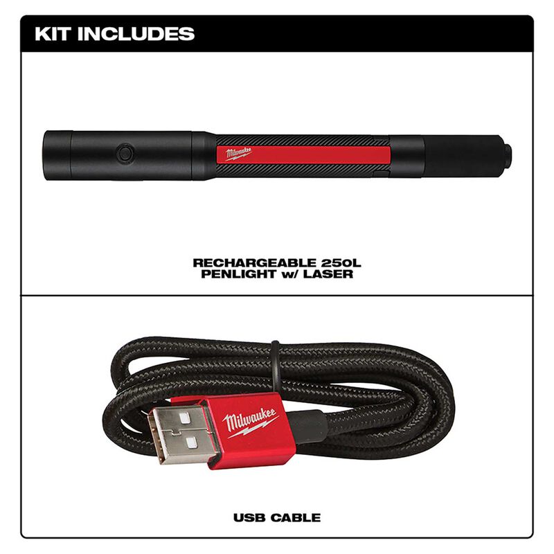 MILWAUKEE 2010R Rechargeable 250L Penlight with Laser