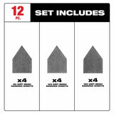 MILWAUKEE 48-80-5405 Assorted 80, 120 & 180 Grit Mesh Sanding Sheets for M12 FUEL™ Orbital Detail Sander, 12-Pack