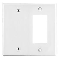 Hubbell PJ1326W Wall Plate, Two Gangs, One Decorator Opening, White