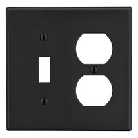 Hubbell PJ18BK 2-Gang Wall Plate with 1 Duplex and 1 Toggle, Black