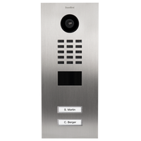 DoorBird 429681266 D2202V Flush-Mount IP Video Intercom with 2-Call Button, Stainless Steel Brushed, Gold PVD Coating