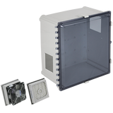 STI EP181611-T3 EnviroArmour Waterproof Polycarbonate NEMA Enclosure with Filtered Fan, 18H 16W 11D, Tinted