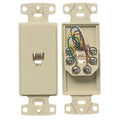 Hubbell NS771I 1-Gang Plate Frame with Jack, 6- Position 6-Conductor, Screw Terminal, Electric Ivory