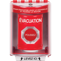 STI SS2071EV-FR Indoor/Outdoor Surface Turn-to-Reset Stopper Station with EVACUATION Label French, Red