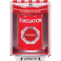 STI SS2071EV-FR Indoor/Outdoor Surface Turn-to-Reset Stopper Station with EVACUATION Label French, Red