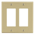 Hubbell PJ262I M-Size 2-Gang Dual Decorator Wall Plate, Ivory