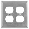 Hubbell SSJ82 2-Gang Duplex Jumbo Wall Plate, Stainless Steel