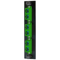 Hubbell FSPSCDS3GN Fiber Optic Patch Panel with 6 Ports and 3 SC Duplex Zirconia APC Connectors, Green