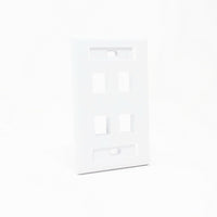 Dynacom 10600-P4W-WH Flush-Port ID Window Wallplates, 4-Port, White