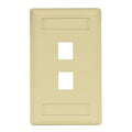 Hubbell IFP12EI Wallplate Flush 1-Gang 2-Port Electric Wallplate, Ivory