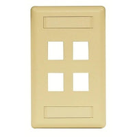 Hubbell IFP14EI Wallplate Flush 1-Gang 4-Port Electrical Wall Plate, Ivory