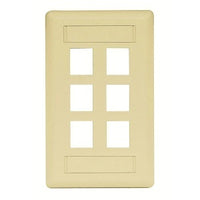 Hubbell IFP16EI Wallplate Flush 1-Gang 6-Port Keystone Wallplate, Ivory