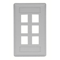Hubbell IFP16GY Wallplate Flush 1-Gang 6-Port Wallplate in Gray