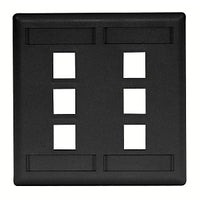 Hubbell IFP26BK Wall Mount Plate, Flush 2-G 6-Port, Black