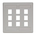 Hubbell IFP29OW Wallplate Flush 2-Gang 9-Port Keystone Plate for Wall Installation