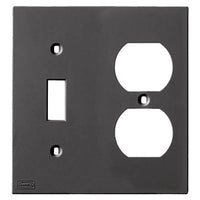 Hubbell KP18BK KP Series Wallplate, Nylon, 2-Gang, 1) Duplex 1) Toggle, Black