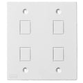 Hubbell KP2216W KP Series Faceplate, 2-Gang Quad Jack, White
