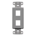 Hubbell NS612GY Decora Decorator Frame Plate, Keystone Frame, 2-Port, Gray