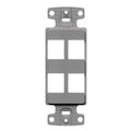 Hubbell NS614GY Decora Keystone Frame Plate, 4-Port, Gray