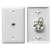 Hubbell NS735W Midsize Ceiling Mount Wall Mount Jack Plate, 6 Positions and 4 Conductors, Screw Terminals, White