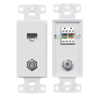 Hubbell NS785W Combination Voice F Jacks Wallplate, Frame with Connector and CAT5E Jack, 1-Pack, White